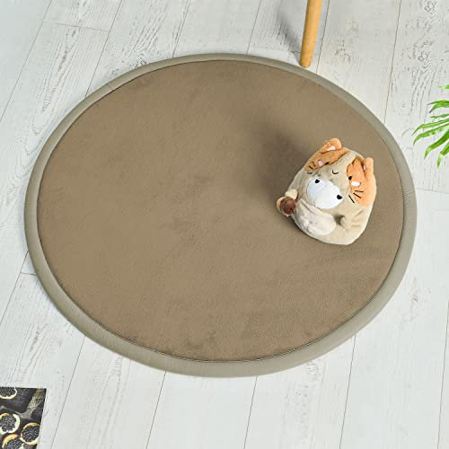 Loartee korallenrote Samtmatte Teppich Rund, als Krabbeldecke fürs Kind,2,5cm Dicker Kinderteppich,Tee grün,120cm
