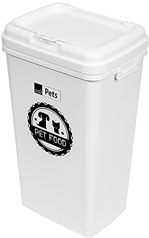 53L/25KG Airtight Pet Food Container - Animal Dry Food Dispenser Bin | Lid With Rubber Seal | Flip Top Locking System| Perfect For Storing Dried Pet Food & Bird Seed - WHITE