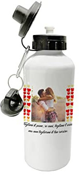 Bulabadoo Borraccia SanValentino Personalizzabile con Foto - Borraccia Lui e Lei - Regalo - Borraccia da Personalizzare amore - Gadget SanValentino