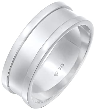 Kuzzoi Massiver Herrenring Breit, Bandring (8 mm) breit in 925 Sterling Silber, Silberring poliert im gradlinigen Design, Ring für Männer in der Ringgröße 64, 0604291422_64