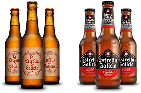 La Estrella de Galicia Cerveza - Pack de 24 botellas x 330 ml - Total: 7.92L + Cerveza 4 packs x 6 unidades 25cl