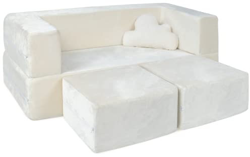 Milliard Kinder-Couch – Modulares Kindersofa für Kleinkinder und Baby-Spielzimmer/Schlafzimmermöbel (Elfenbein) mit Bonus-Kissen