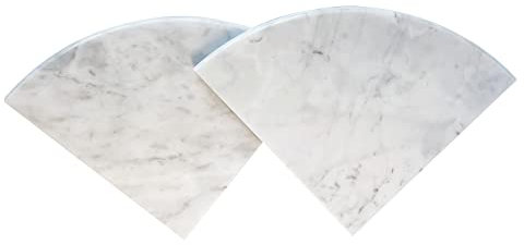 GEOONA 2 pcs Marble Shower Corner Shelf for Bathroom, 9'' Natural Marble Corner Shelves for Bath Wall Mounted Both Side Polished (2, Carrara White)