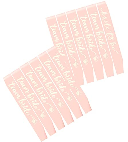 JGA Deko Schärpe Set, Rosé Gold Junggesellinnenabschied Schärpe Bride to Be + 11 Team Braut Schärpe für JGA Accessoires Frauen Junggesellinnenabschied Hochzeit