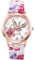 JewelryWe Uhren Damen Analog Quarz Armbanduhr Mode Exquisit Blumen Blumendruck Beiläufige Uhr mit Silikon Armband Muttertagsgeschenk