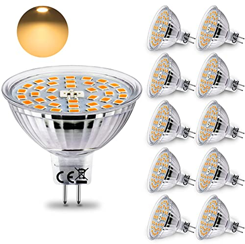 HiBay LED Leuchtmittel GU5.3 Lampe Warmweiß 2700K 4W (ersetzt 35W Halogenlampen) 400lm MR16 LED Birne 12V AC/DC Spot 10er Set