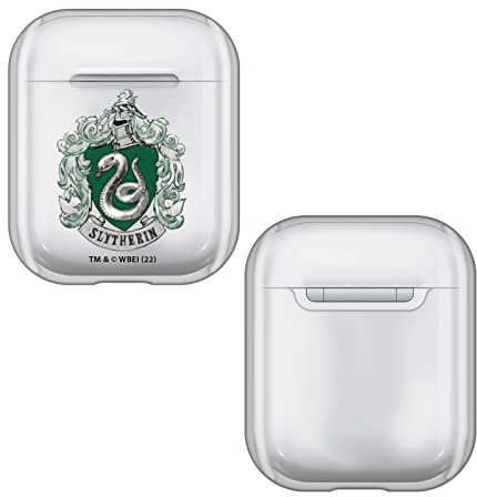 Head Case Designs Offizielle Harry Potter Slytherin Wappen Und Schilde Durchsichtig Harte Kristall Handyhülle Hülle Huelle kompatibel mit Apple AirPods 1 1st Gen / 2 2nd Gen Charging Case