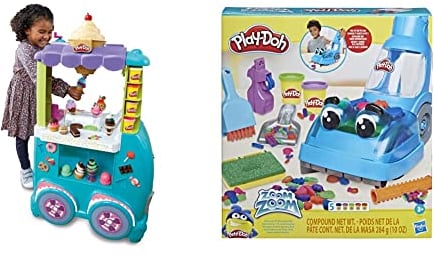 Play-Doh Kitchen Creations Ultimate Ice Cream Truck Playset with 27 Accessories, 12 Pots, Realistic Sounds & Zoom Zoom Vacuum and Clean-up Toy with 5 Colours