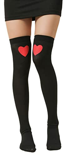 Zylione Socken Kostüm Drucke Party Accessoires Socken Frauen Herz Liebe Tag Valentinstag Socken Geschenke für Männer Frauen (Black, One Size)