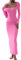 XIXIMAON Femme Robe Moulante Longue à Manches Longues Col Carré Maxi Robe de Soirée Cocktail Y2K Bodycon Dress Couleur Unie (Rose, S)