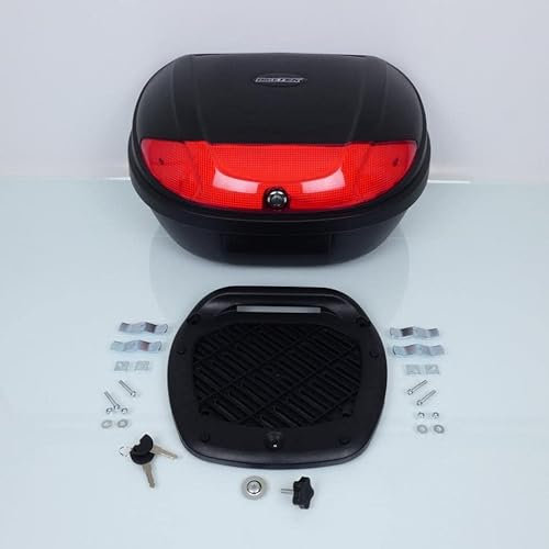 Top Case Biketek Top Box 52l schwarz und rot mit Platine für Motorrad Roller neu