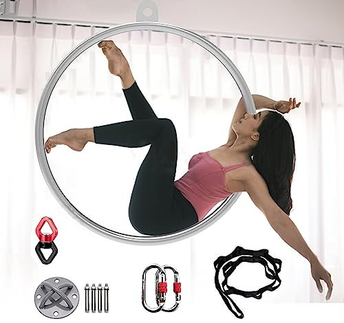 CMYUN Aerial Hoop Ring Home Gym Aerial Hoop Set, Tanz-Fitness-Akrobatik-Lyra-Reifen-Ring, Edelstahl Kunst Yoga Ring mit Zubehör, Yoga-Reifen für Erwachsene 85/90/95cm (Size : Diameter-100cm(39 3/8))