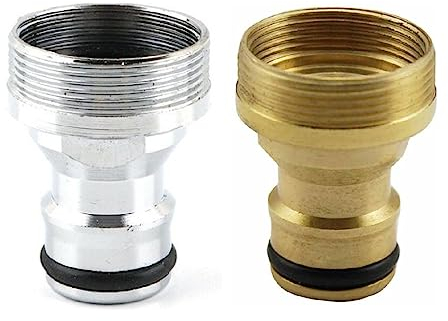 CRLLDPM 2 Pieza Conector Grifo Manguera Universal, Adaptador de Grifo de Cocina, Conector de Manguera de Latón, Accesorios de Interfaz de Conversión de Agua, para Jardín Baño Cocina (Oro y Plata)