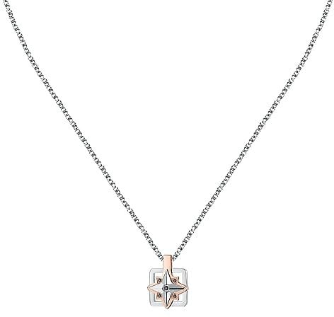 Morellato Collana Uomo in Acciaio Inossidabile, Pietra Pavè, IP Oro Rosa, Collezione Versilia, Rosa dei Venti - SAHB13