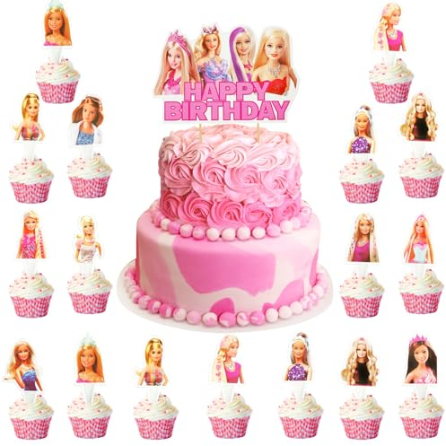 Prinzessin Tortendeko 25 Stück Prinzessin Cupcake Toppers Cartoon Cake Topper Deko Prinzessin Kuchen Deko Prinzessin Theme Torten Deko für Hochzei,Mädchen Geburtstag Party Torte Dekorationen