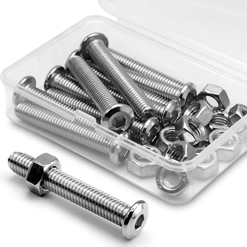 (10 Sätze) M8 x 40mm Innensechskantschrauben und Muttern Set 304 Edelstahl Flachkopf Möbel-Anschluss Schrauben