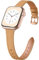CeMiKa Bracelet Cuir Étroit Compatible avec Apple Watch 38mm 40mm 41mm, Fin Véritable pour SE/iWatch Series 10 9 8 7 6 5 4 3, Femmes Hommes, Chameau