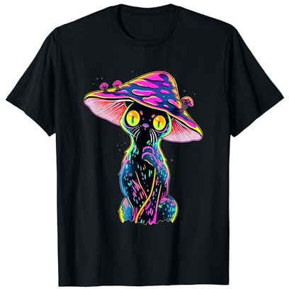 Psychedelisches Trippy Cat Mushroom Art EDM Festival T-Shirt
