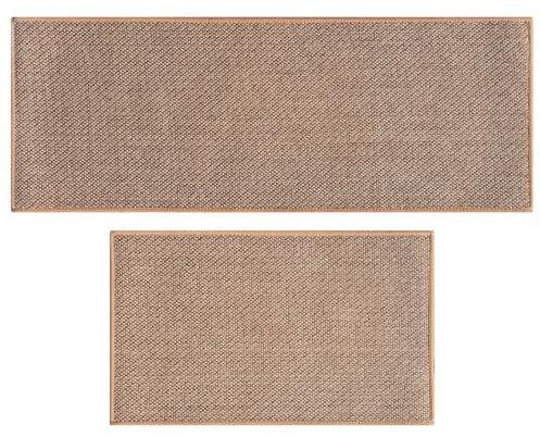 WELL AT HOME Set de Tapis de Cuisine Antidérapants, Lavables en Machine, Absorbants, Confort et Durabilité, Idéal pour Cuisine, Salle de Bain, Entrée - Set de 2 Tapis de Sol, 120x44cm + 75x44cm