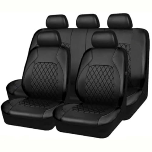 PERTID 9 Pezzi Auto Pelle Coprisedili Set per Opel Corsa 2004-2009, Anteriori Posteriori Cuscino Copri Sedili Traspirante Interni Accessori,B/Black