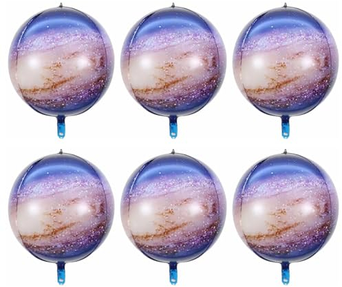 VIKY® 6 Stücke Weltraum Kindergeburtstag Deko Folienballons,22 Zoll 4D Planeten Luftballons Geburtstag Junge,Galaxie Weltraum Deko Folienballon,Helium Ballons für Babyparty,Weltraum Themen Party Deko