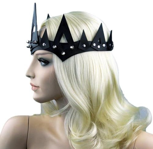 Generic Mittelalterliche königliche Königin-Krone, Leder-Prinzessin-Krone, Gothic-Tiara mit Spikes, Wikinger-König, Cosplay-Kopfbedeckung, Zubehör für Frauen