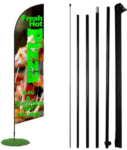 Anley Feather Flagpole Set - Assembled Flutter Banner Pole Set with Carrying Bag - Fits 2.5 FT X 12 FT Feather Flags (Flag and Stand Not Included) - Flagpole ONLY