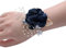 Greensen Handgelenk Corsage Rose Ansteckblume mit Perlenstretcharmband, Rose Blumen Anstecker Boutonniere und Handgelenk Blume für Hochzeit, Abschlussball, Party (Dunkelblau)