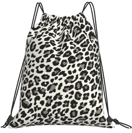 BREAUX Schwarze Schultertasche mit Leopardenmuster, Kordelzug, Turnbeutel, Outdoor, tragbare Umhängetasche, Sport-Yoga-Tasche, weiß, Einheitsgröße, Rucksack, weiß, One size