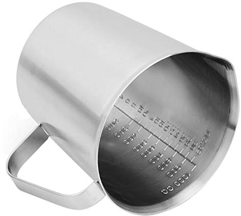 Messbecher Edelstahl, Messbecher 2 Skalen einschließlich ML Skala & Unze Skala, 304 Edelstahl Messbecher mit Griff Markierung,Messkanne Milk Pitcher, Edelstahl Messbecher
