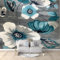 Papier Peint Panoramique 3D Floral Peint À La Main En Gris 250x175 cm Papier Peint Photo Mural Intissé, Poster Tapisserie Mural Personnalisé 3D Pour Salon Chambre Décoration Murale