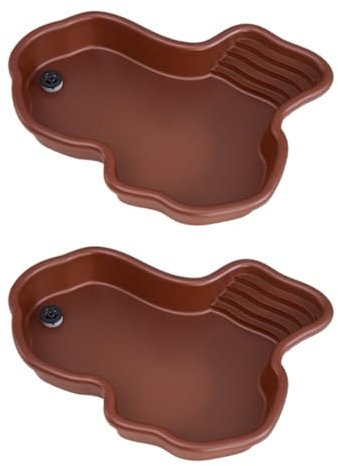 Generico 2Pezzi Piscina per rettili con rampa e crogiolarsi,Vasca da Bagno per Tartarughe, d'Acqua per rettili,Grande d'Acqua per Tartarughe,Vasca per rettili,per Cibo e Acqua per