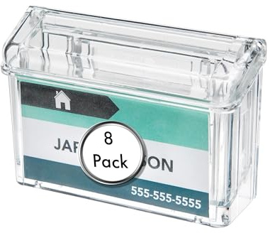 Deflecto Wall Mounted Business Card Holder - Outdoor 'Grab a Card' - Pack of 8 - Clear