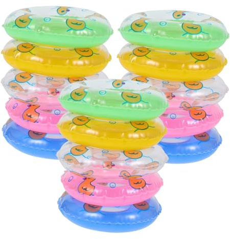 LIFKOME 15 Stück Mini Schwimmringe Cartoon-Druck Poolringe Spielzeug Dekorative Aufblasbare Ornamente Für Familienausflüge