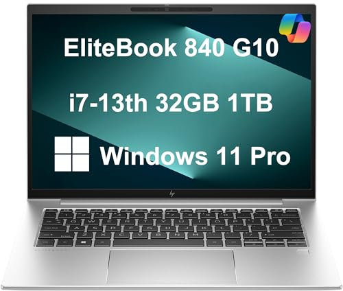 HP EliteBook 840 G10 Business Laptop (14 FHD+ antiriflesso, Intel 10-Core i7-1355U, 32GB DDR5 RAM, 1TB SSD) retroilluminato, impronte digitali, webcam IR da 5 MP, audio BO, Wolf Security, Win 11 Pro