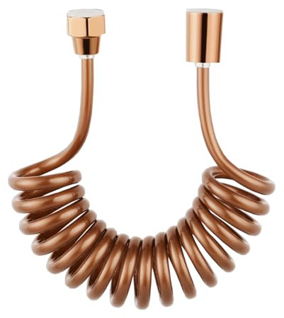 TYMYW Teleskopischer Duschschlauch Roségold 2,3 M PU‑Material | G1/2 Spiralschlauch,für Bidett‑Duschkopf & Handbrause Badezimmer