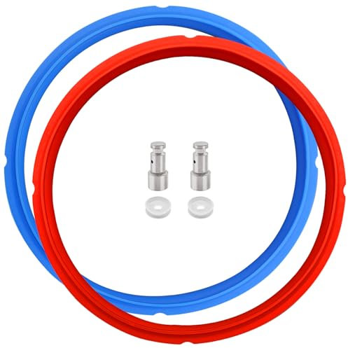 2 Pcs Silicone Sealing Ring for 8 Quart Instant Pot,2 Float Valve, 2 Sealer Gasket, Replacement Seals O-Rings Parts for InstaPot 8 QT Duo, Duo Plus, Ultra, IP-DUO80 IP-LUX 8 Accessories,Blue/Red