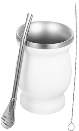 KICHOUSE 1 Juego Taza de Mate Inoxidable Calabaza Aislante de Doble Incluye Sorbete y Cepillo Bebidas y Frías Casa y Oficina