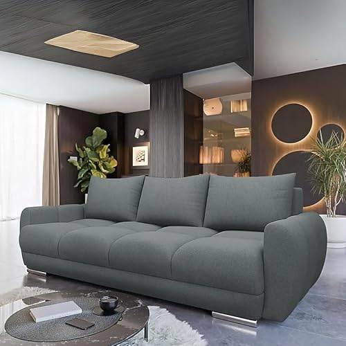 Agritrade AK Velour Fabric Sofa Bed Easy to Clean Upholstery Pull Out Bed Storage Bonell Springs Grey - LOGO 3