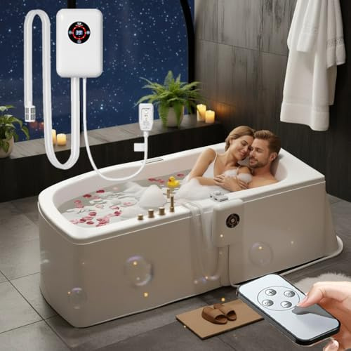 Bathtub Bathtub Warmer，1200W Electric Water Heater，Intelligent Temperature Control 30~42°C,Separate Water and Electricity Supply, Overheat Protection，for Home Camping Bath Pool Outdoor