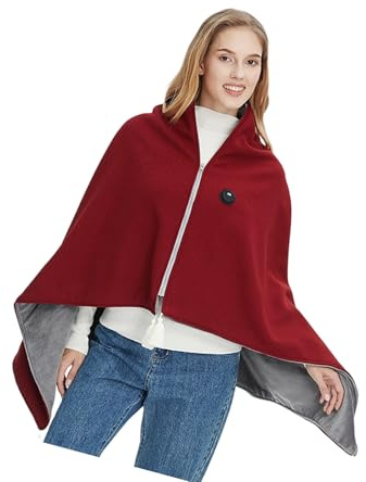 Ijksbehjf Elegante envoltura eléctrica con flecos para radio Shih Tzus, calor cómodo en clima frío, viajes, trabajo, envoltura calentada