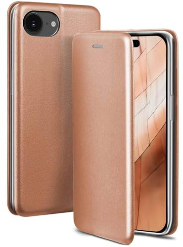 ONEFLOW Business Case für iPhone 17e Handyhülle klappbar mit Standfunktion, Klapphülle Flipcase Cover Dünn, PU Leder Hülle mit Kartenfach, 360 Grad Schutzhülle, Rosegold