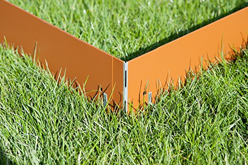 Ecke für Rasenkante Metall - Passend zu unseren 120cm langen Rasenkanten -2er Set Ecke für Beeteinfassung Metall - Höhe 13,5 cm - Ideal für Garten Beeteinfassung & Wegbegrenzung - Feuerverzinkt, braun