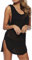 L-Peach Pareo de Punto para Playa Bikini Cover Up Negro