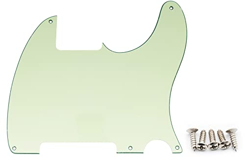 Musiclily 5 Löcher American Vintage Tele Pickguard T-Style Gitarren Schlagbrett für Fender USA/Mexican Telecaster Esquire E-Gitarre,3 lagig Mint