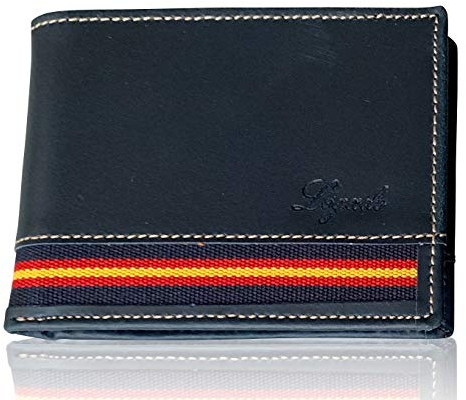 LEGADO Cartera Hombre Marino Piel tratada Bandera España Cartera Ubrique Regalo Pulsera Bandera de España (Horizontal Marino sin Broche)