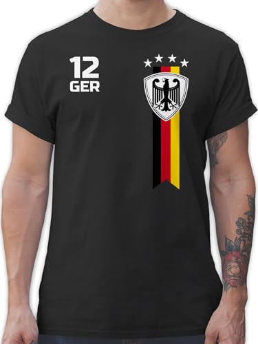 T-Shirt Herren - Fußball EM - WM Fan Deutschland - XXL - Schwarz - schwarzes Trikot Fussball Shirt männer Europameisterschaft German Tshirt Adler fussballtrikot fu Ball Germany Tshirts Shirts