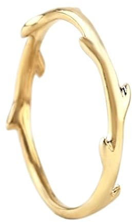 Elegant Jewel Box Women Branch Band in Solid Gold 9k, 14k & 18k, Solid Gold Twig Ring, Leaf Wedding Band, Nature Design Sprout, RN468