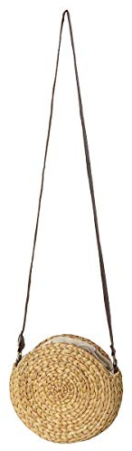 LaFiore24 hochw. Korbtasche Damen Schultertasche Ibiza Rund Natur Klein 20 x 7 x 20 cm