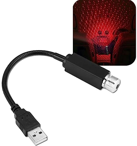 Mini USB Auto Sternenhimmel Projektor Lampe, Rote LED Decke Stern Projektionslampe Autodach, Wand Stern Projektionslampe